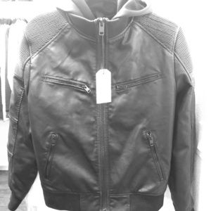 New Black Leather Jacket with Hooded interior
